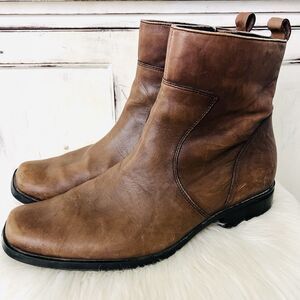Rockport Brown Worn Distressed Leather Rugged Chelsea Boots - Mens Size 9.5